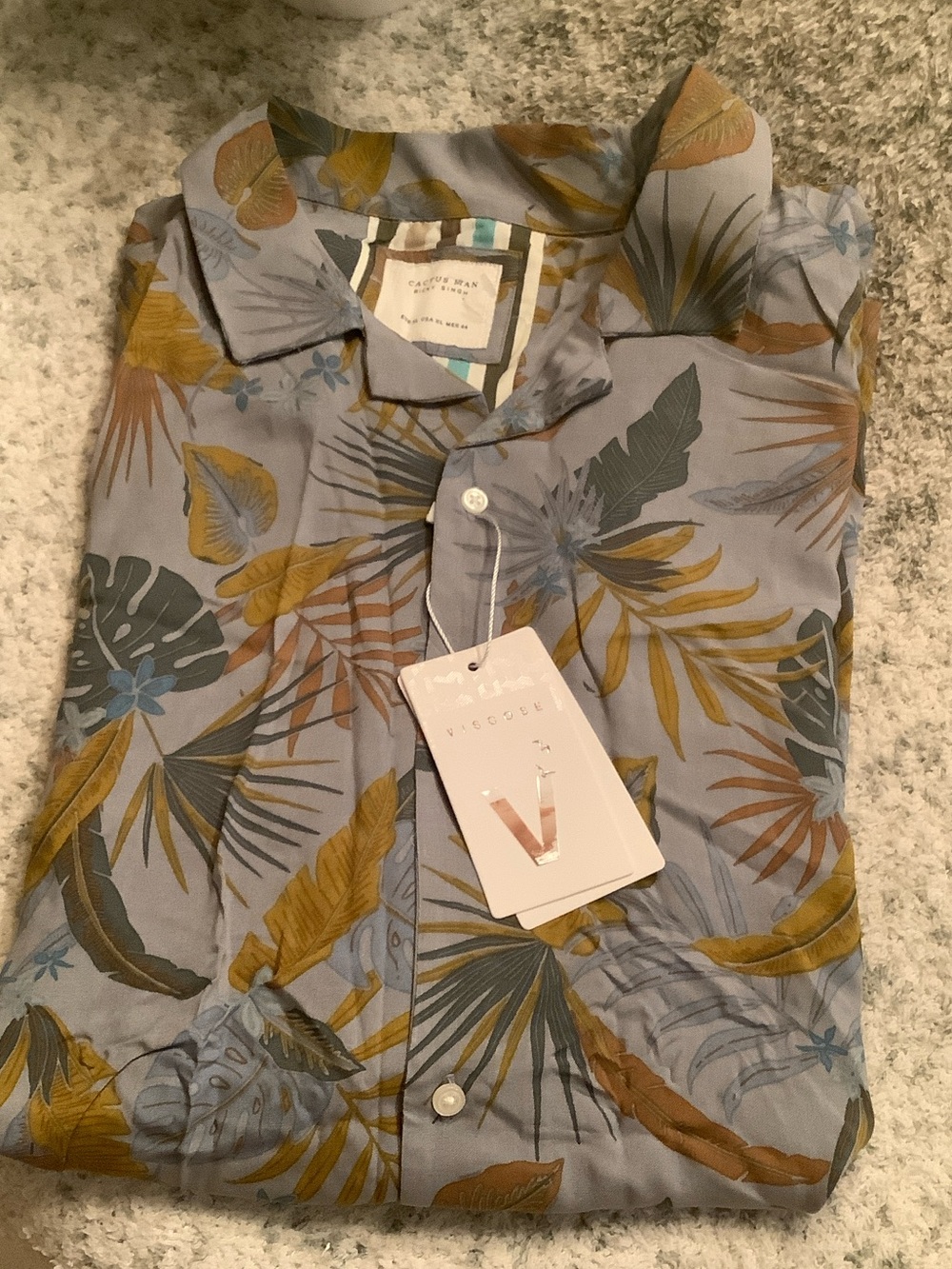 Cactus Man Men's Button-Up Dress Shirt Tropical Botanical Print NWT Size XL